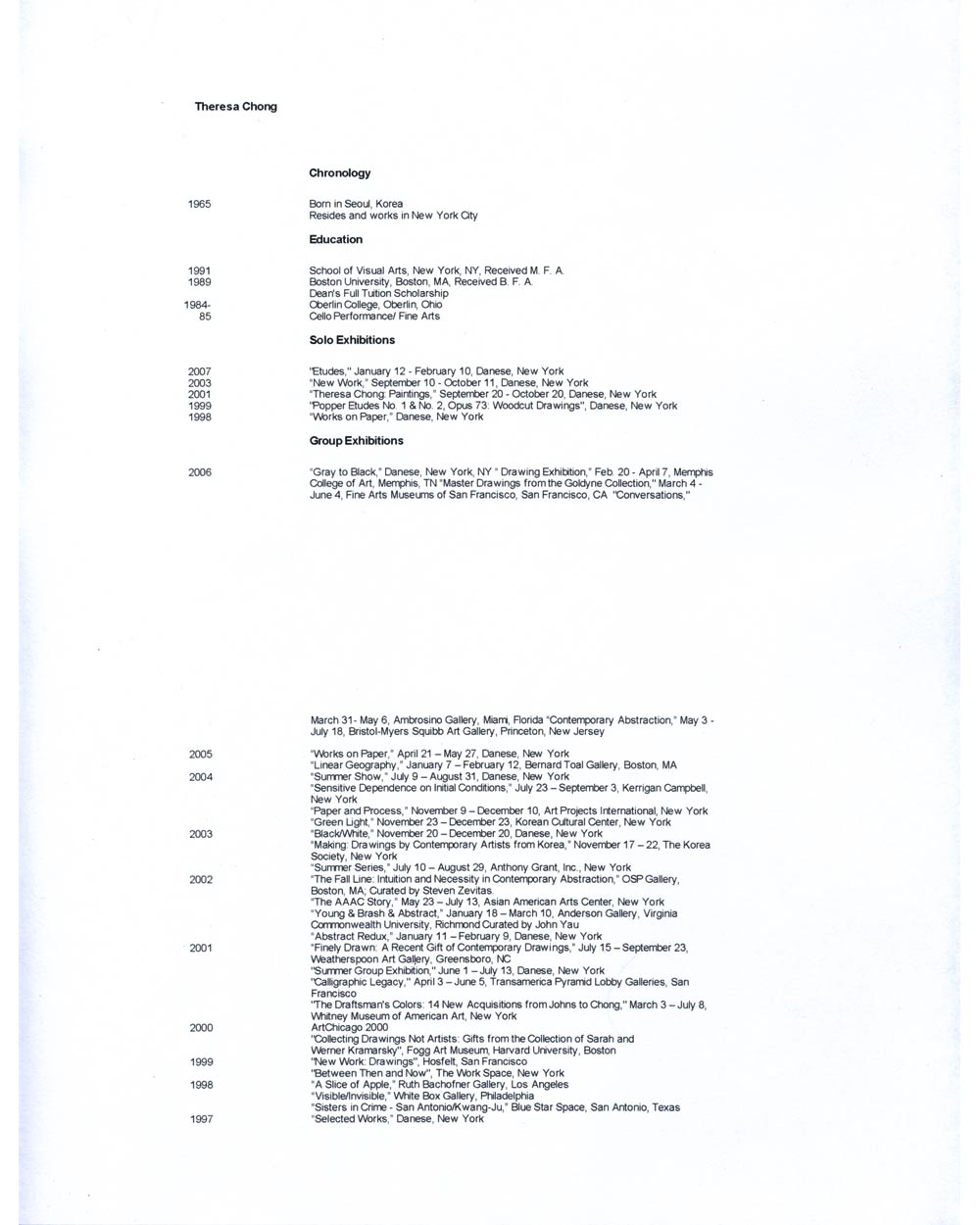 Theresa Chong's Resume, pg 1